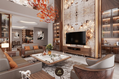 Thiết kế - Thi công nội thất biệt thự gỗ óc chó tại Ninh Bình - Anh Bắc